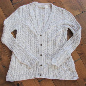 Zara Cable Knit Oatmeal Beige Cardigan Sweater